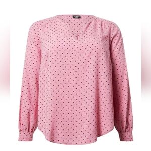 Torrid Pink Polka Dot Harper Long Sleeve Women's Top